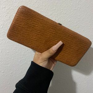 Embossed Grain Faux Leather Snap Wallet